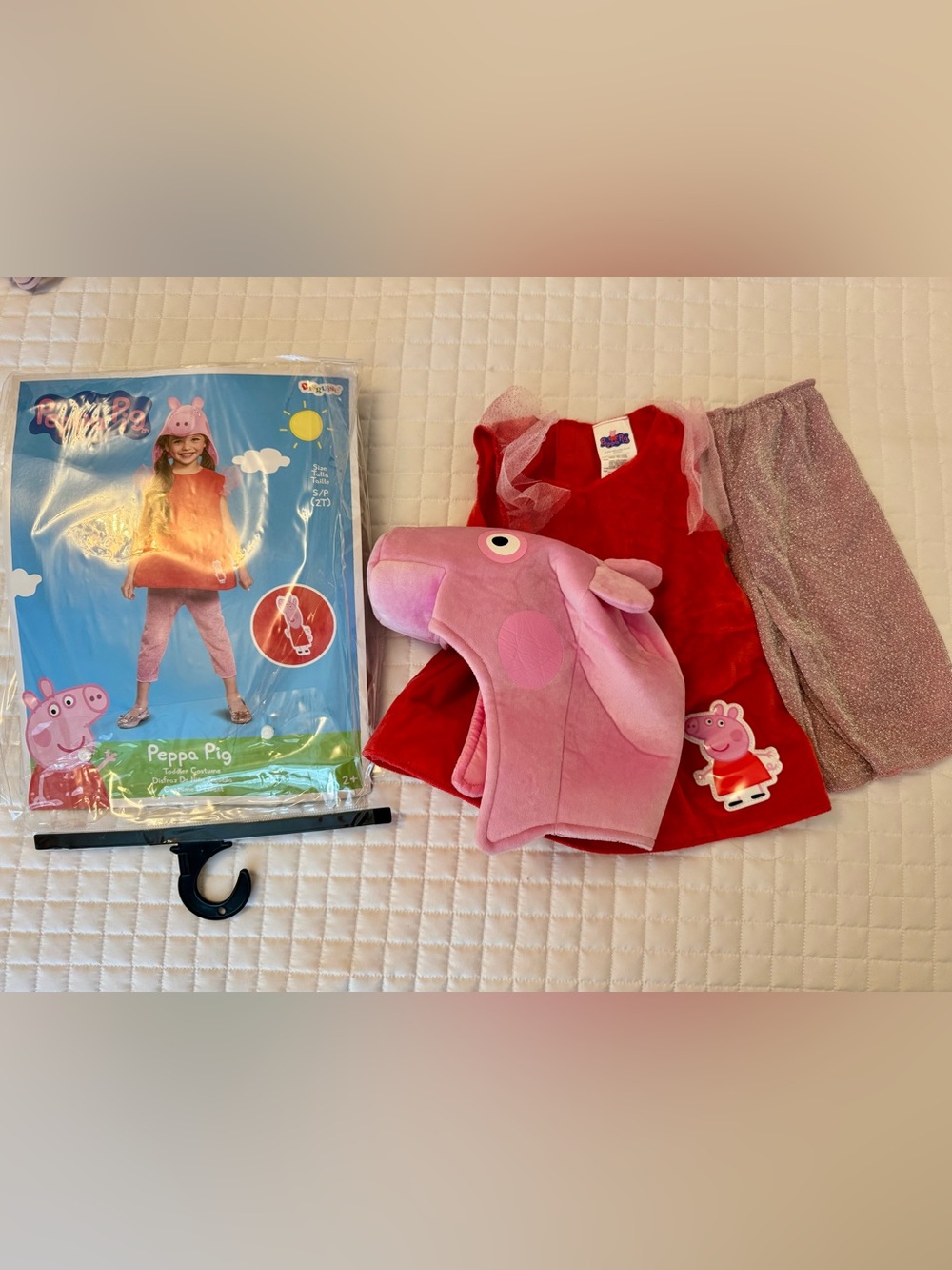 Peppa Pig Red Dress with Pink Plush Character Hood Costume